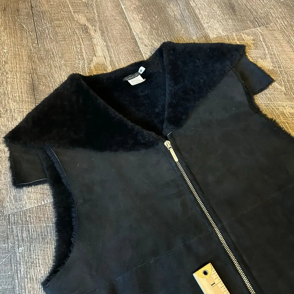 Vintage KORS Michael Kors 100% Suade Shearing Black Vest Size Medium